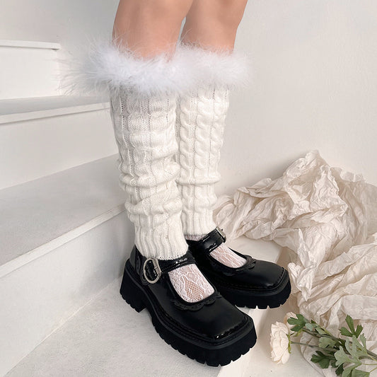 Furry Knit Leg Warmers