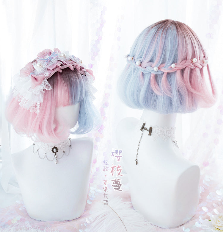 Tea Dyed Blue Pink Gradient Lolita BoBo Wig