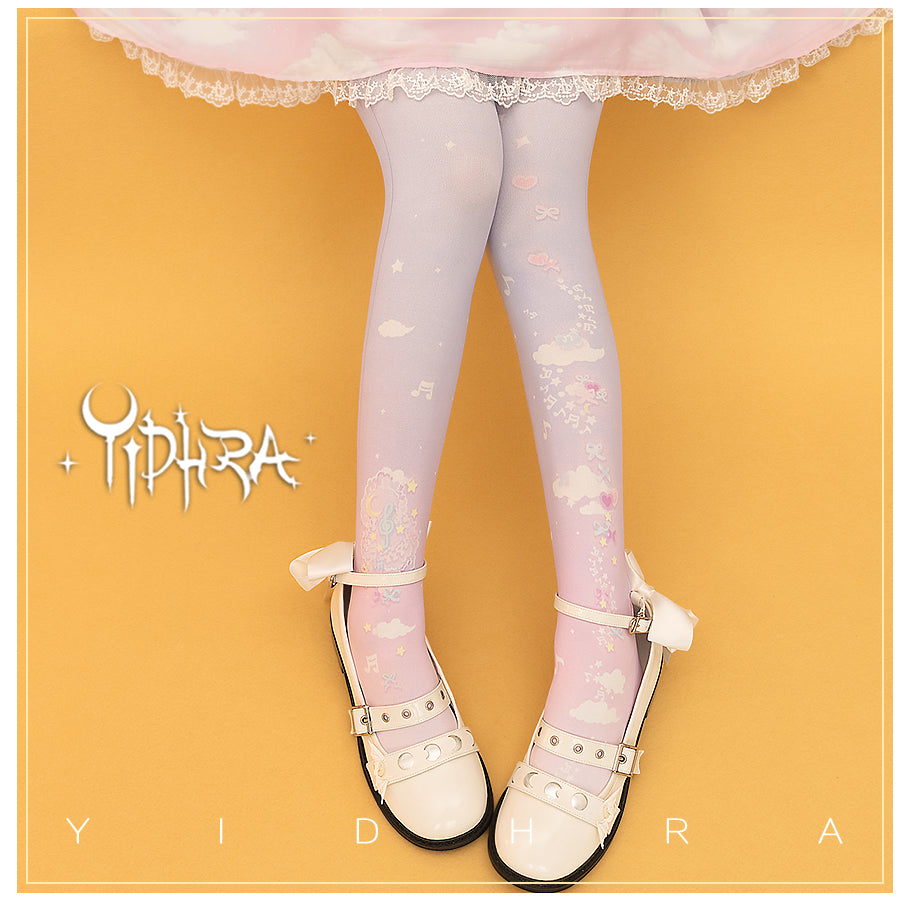 The Moon's Scattered Clouds Compose Music Tights By Yidhra