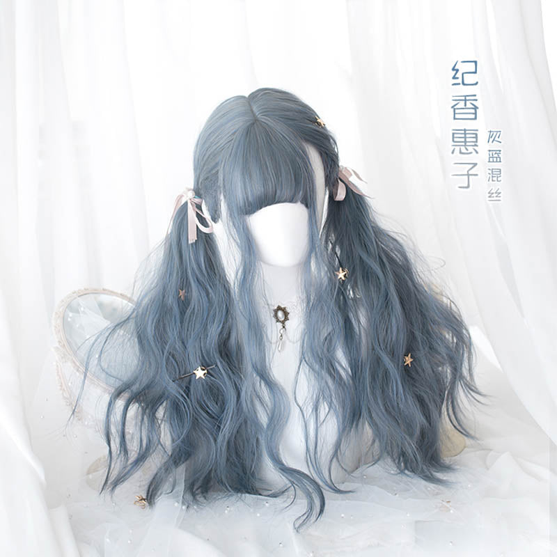 Dusty Blue Lolita Harajuku Long Curly Wig