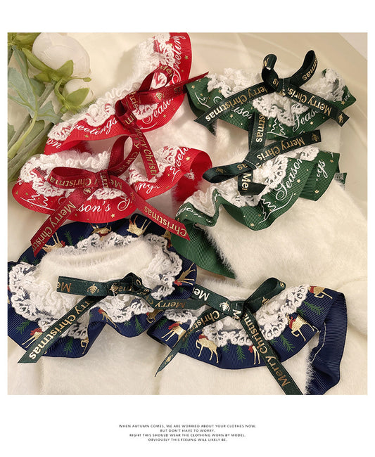 Merry Christmas Nylon Lace Ruffled Trim Short Socks