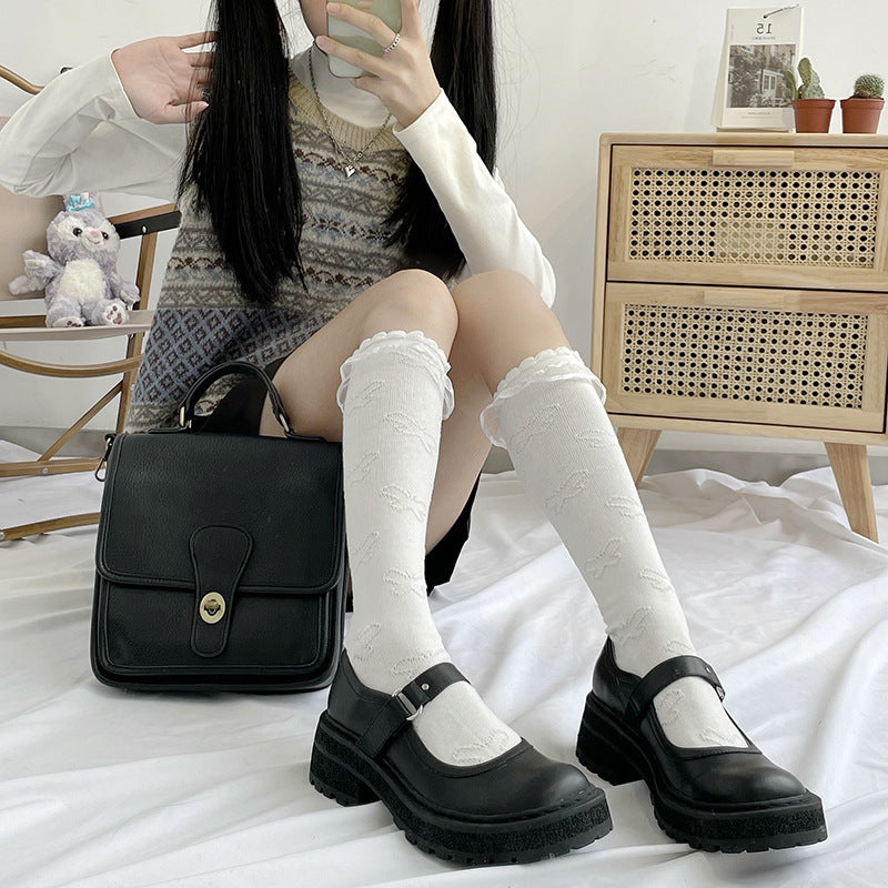 White Heart Shape Lolita Stockings