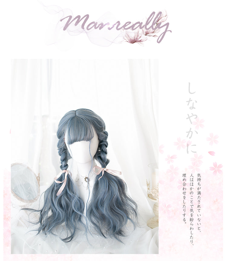 Dusty Blue Lolita Harajuku Long Curly Wig