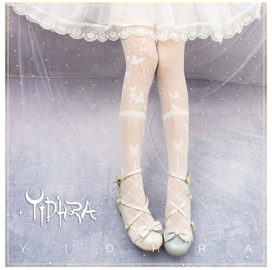 Butterfly on the Night of Flower's Wedding Lolita Tights By Yidhra