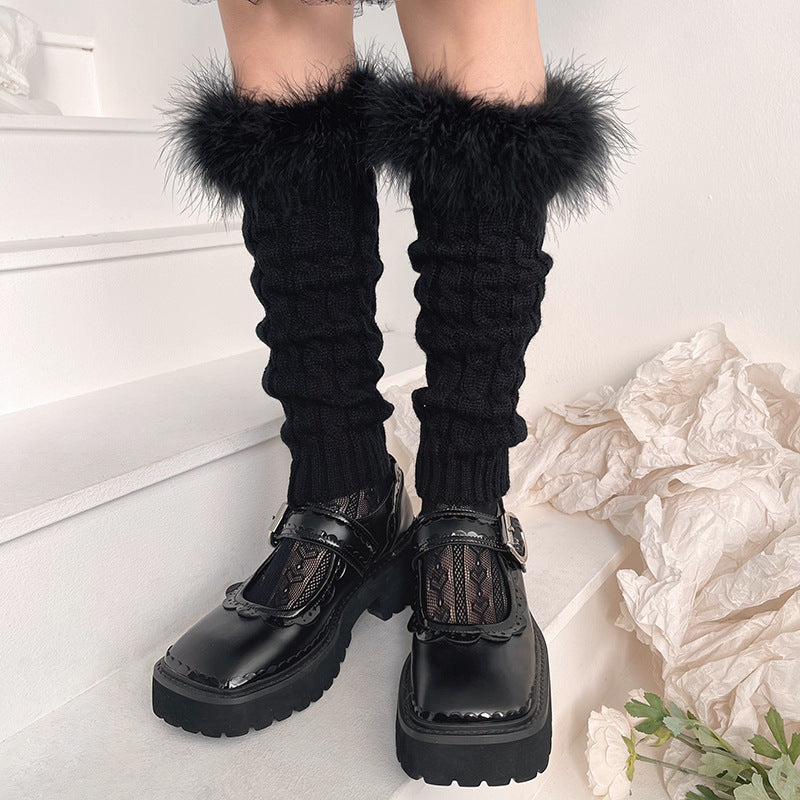 Furry Knit Leg Warmers