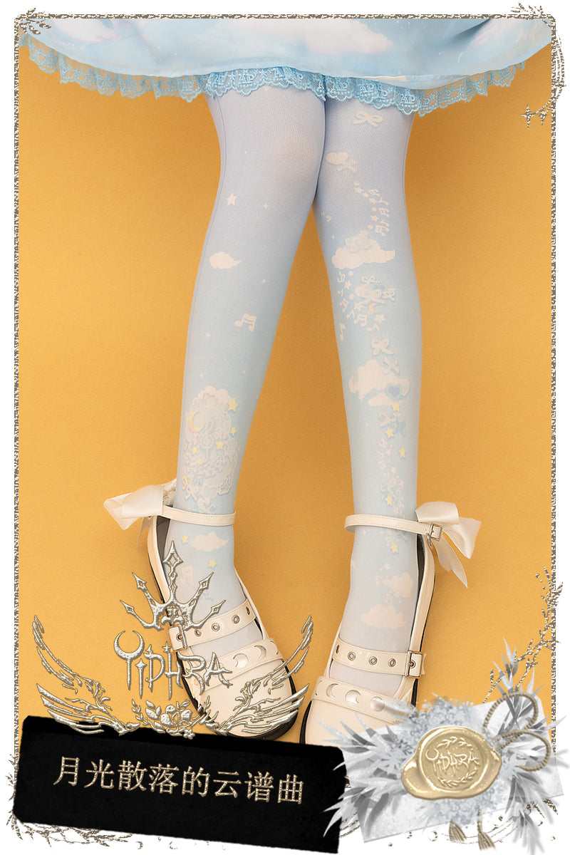 The Moon's Scattered Clouds Compose Music Tights By Yidhra