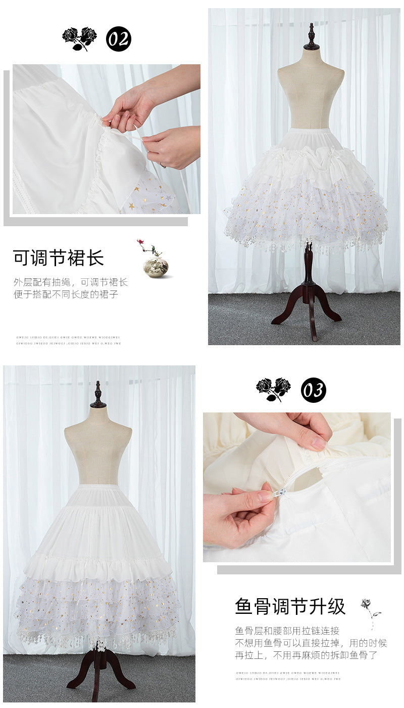 65-90cm Adjustable Length Fluffy Petticoat With Removable Fish Bone