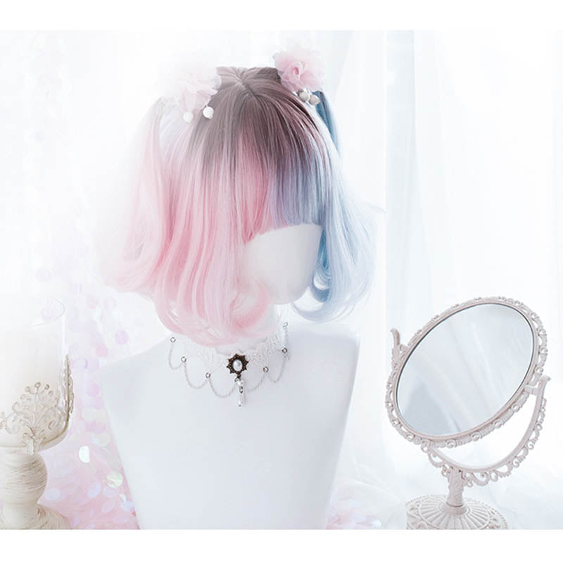 Tea Dyed Blue Pink Gradient Lolita BoBo Wig