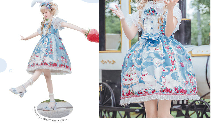 JSK ♥Ready to Ship♥Strawberry Cat♥ Sweet Lolita JSK Dress