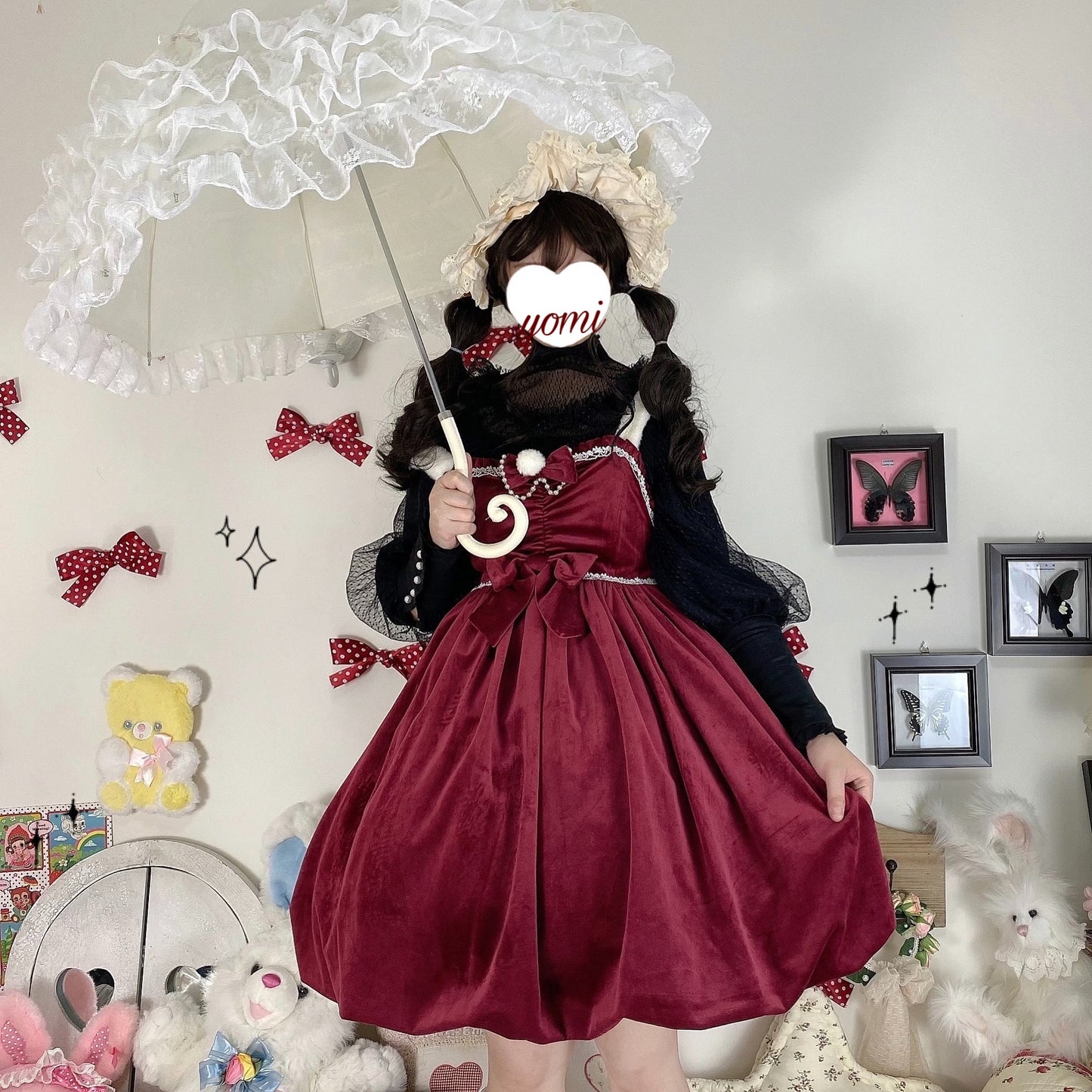 JSK ♥Ready to Ship♥Frosting Pink Sweetheart ♥ Velvet Classic Lolita Dress