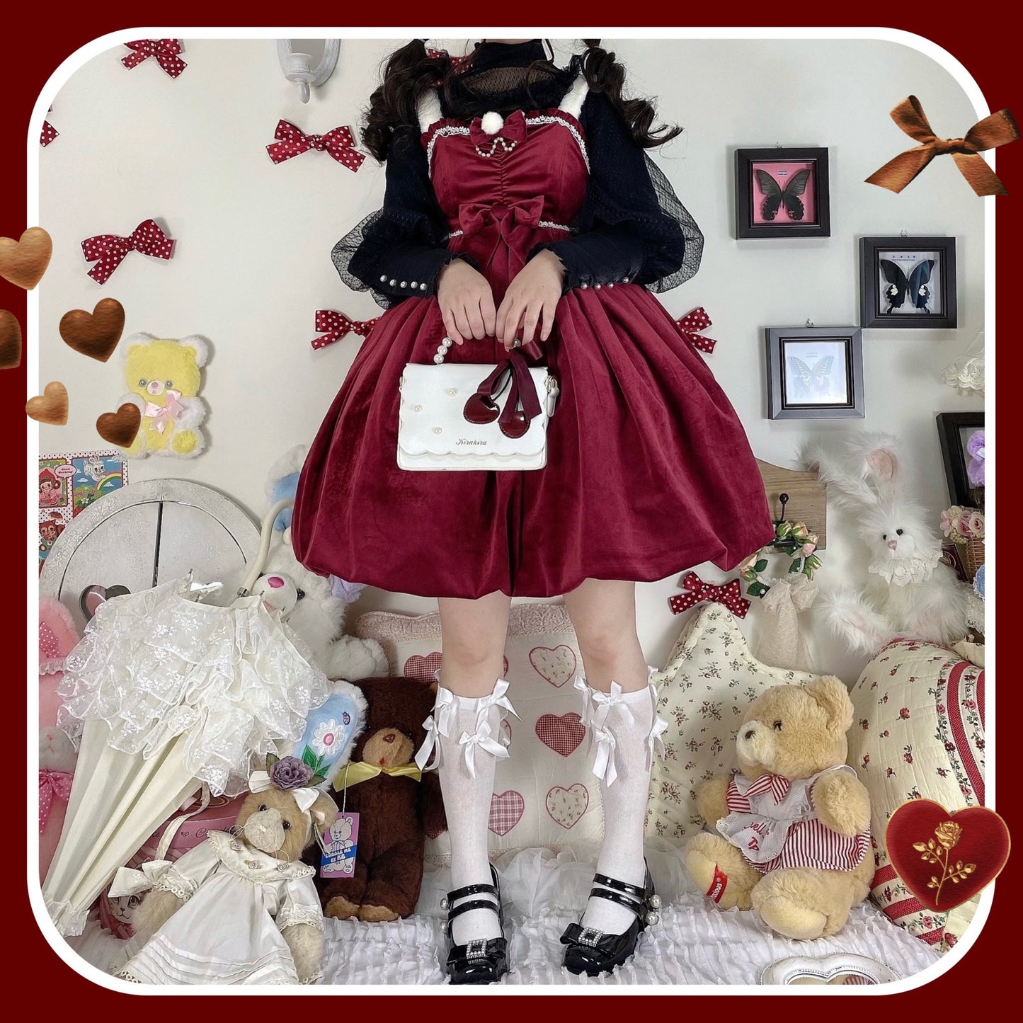 JSK ♥Ready to Ship♥Frosting Pink Sweetheart ♥ Velvet Classic Lolita Dress