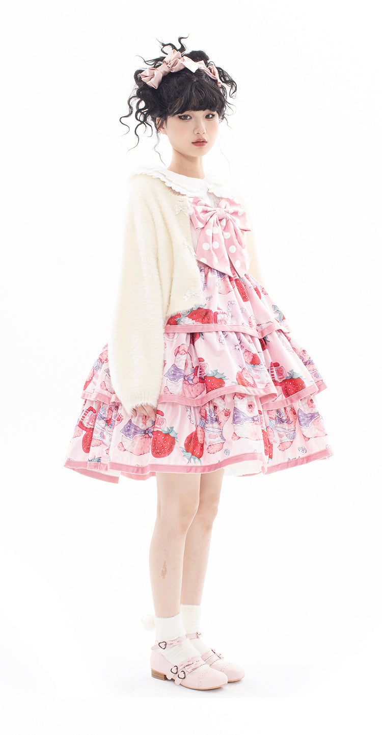 JSK♥ Ready to Ship♥ Strawberry Milk Ball ♥ Sweet Lolita Dress JSK