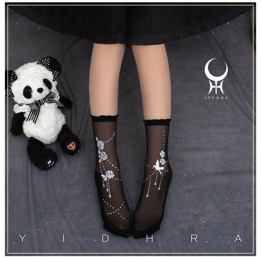Nightingale And Rose Lolita Short Socks By Yidhra