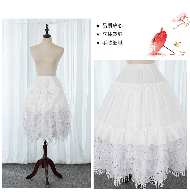 65-90cm Adjustable Length Fluffy Petticoat With Removable Fish Bone