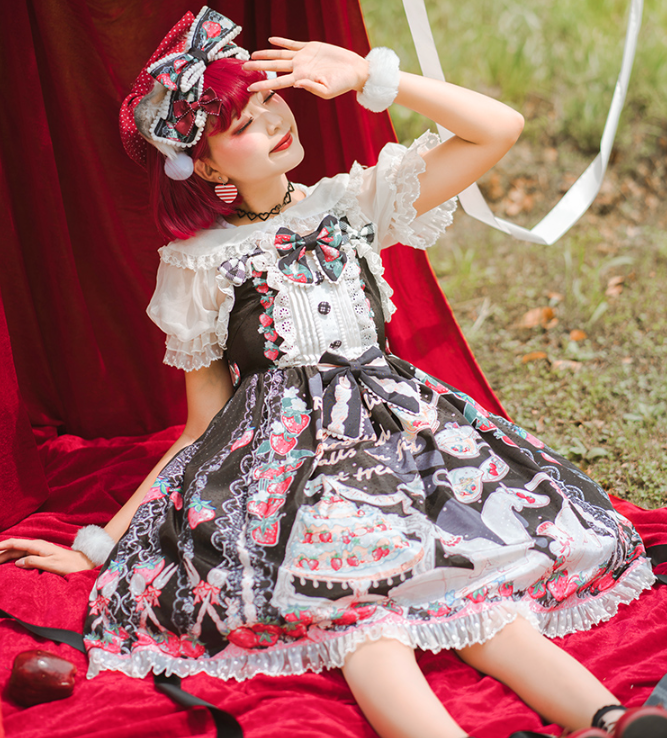 JSK ♥Ready to Ship♥Strawberry Cat♥ Sweet Lolita JSK Dress