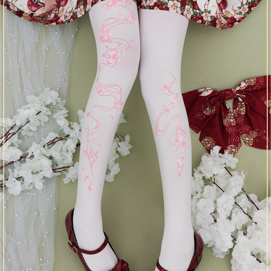 Fox & Sakura Tea Lolita Tights By Yidhra