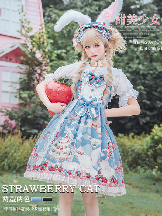 JSK ♥Ready to Ship♥Strawberry Cat♥ Sweet Lolita JSK Dress