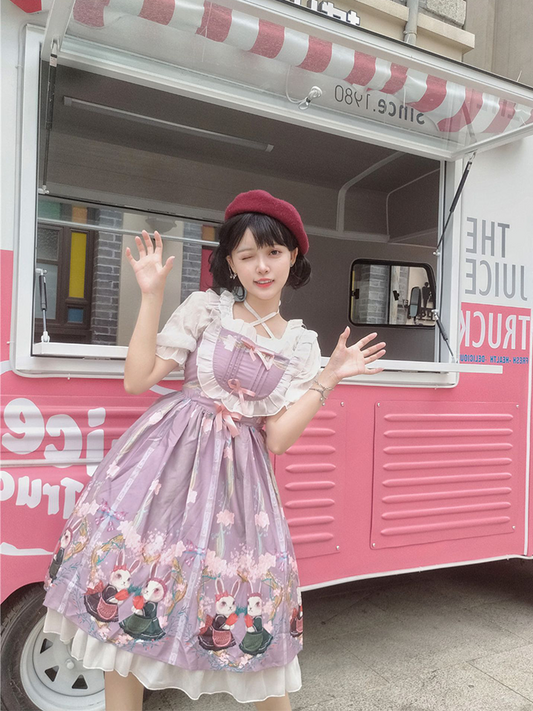 OP&JSK Dress♥Ready to Ship♥ Picnic Bunny ♥Sweet Lolita Dress