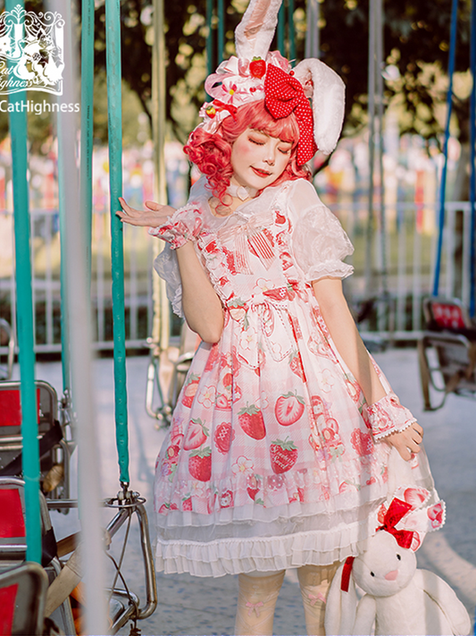 JSK ♥Ready to Ship♥Strawberry Kitty♥ Sweet Lolita JSK Dress