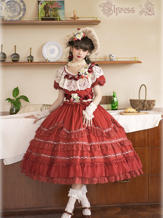 OP Dress Full Set♥Pre-order 3 months♥ Xingxiang Red Color ♥Sweet Lolita Dress