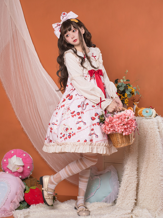 OP/ JSK♥ Ready to Ship♥Strawberry Milk Jug ♥Peter Pan Collar Sweet Lolita Dress