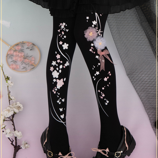 Peach Blossom Fragrance Lolita Tights By Yidhra