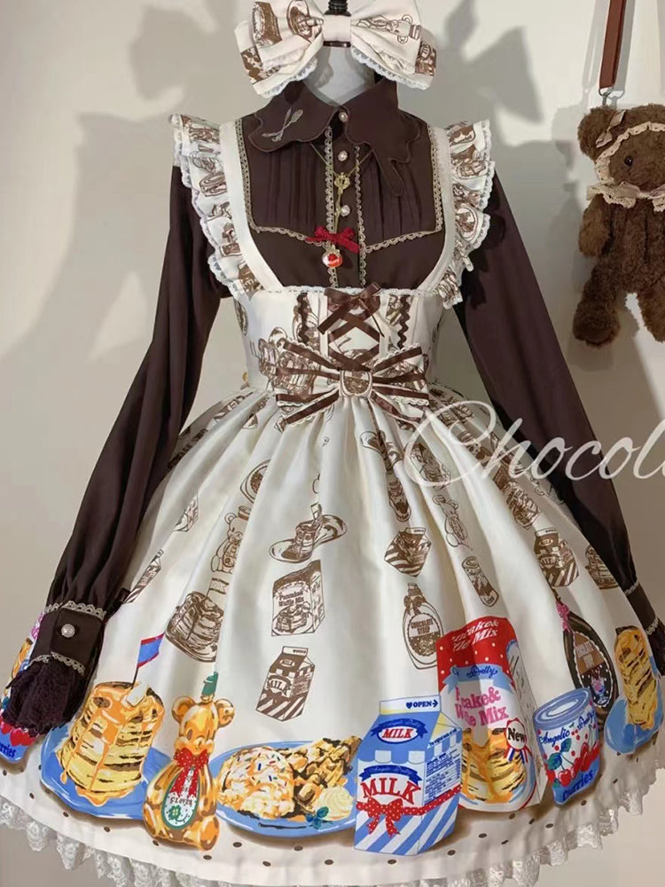 Chocolate Sauce Long-sleeved Blouse