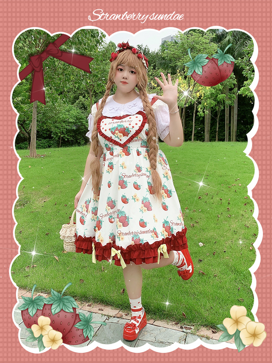 JSK Dress♥Ready to Ship♥ Strawberry Sundae ♥Sweet Lolita Dress