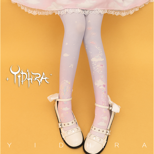 The Moon's Scattered Clouds Compose Music Tights By Yidhra