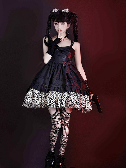 JSK♥ Ready to Ship♥Little Leopard ♥Sweetheart Neckline Punk Lolita Dress JSK
