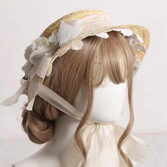 Lolita Vintage Flower Straw Hat