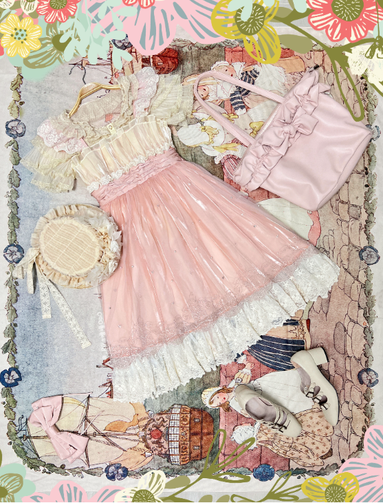 JSK Dress♥Ready to Ship♥A Little Bear Picking Orchid ♥Sweet Lolita Dress