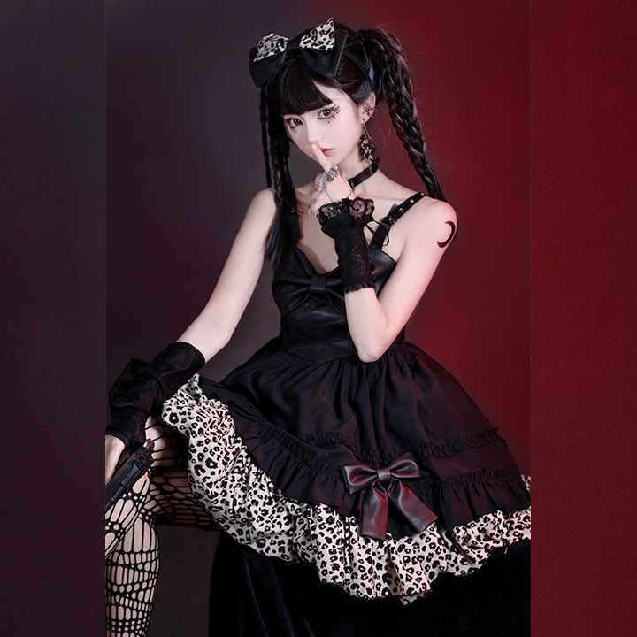 JSK♥ Ready to Ship♥Little Leopard ♥Sweetheart Neckline Punk Lolita Dress JSK