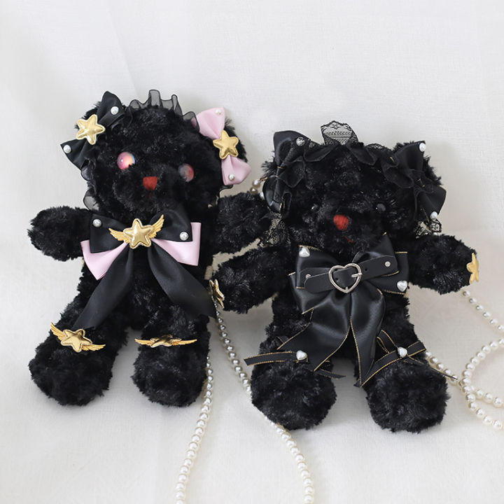 Gothic Lolita Cute Bear Pearl Chain Crossbody bags