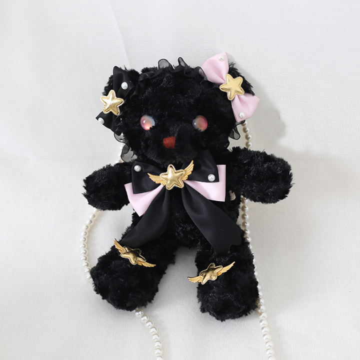 Gothic Lolita Cute Bear Pearl Chain Crossbody bags