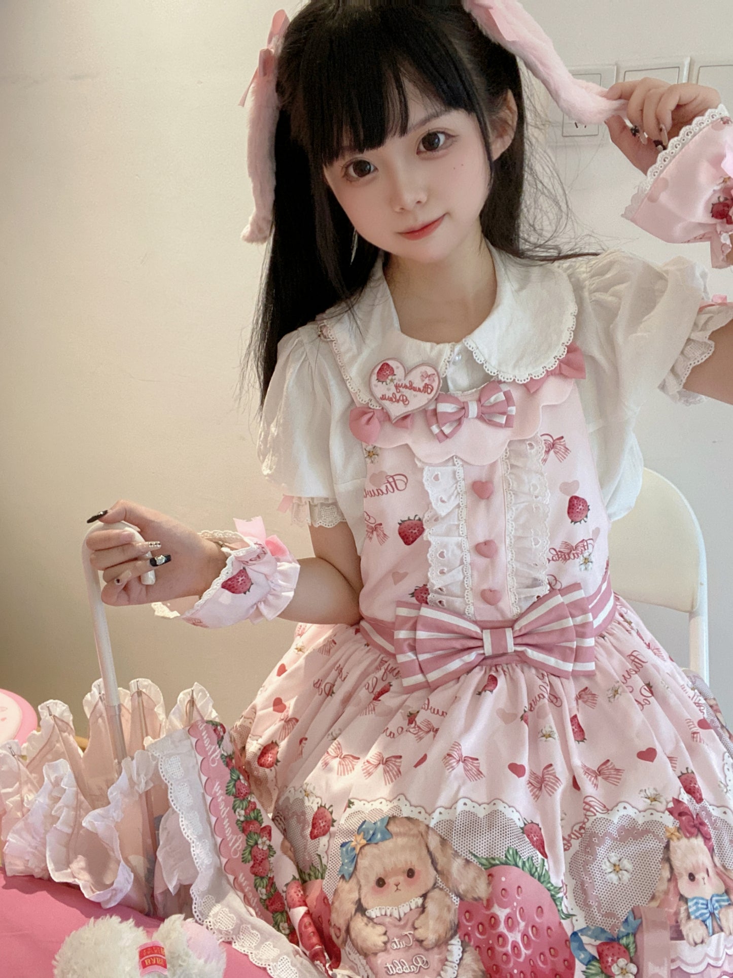Suspender Skirt ♥Ready to Ship♥Rabbit Berry Gift Box ♥Sweet Lolita Dress