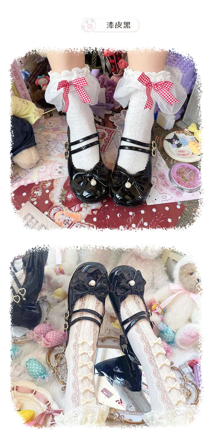 Sweet Lolita Shoes White Pearls Bows PU Leather Wedge Heel Lolita Pumps | Lolita  shoes, Lolita heels, Sweet lolita shoes
