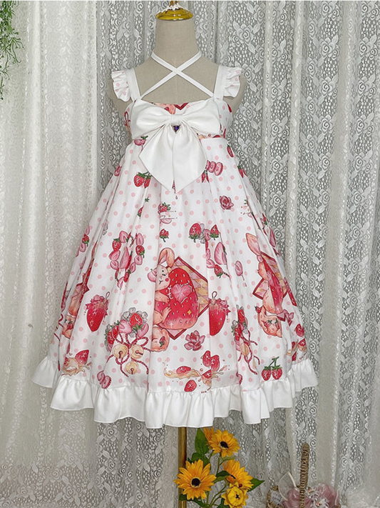 JSK Dress♥Ready to Ship♥Strawberry and rabbit♥ Sweet Lolita Dress