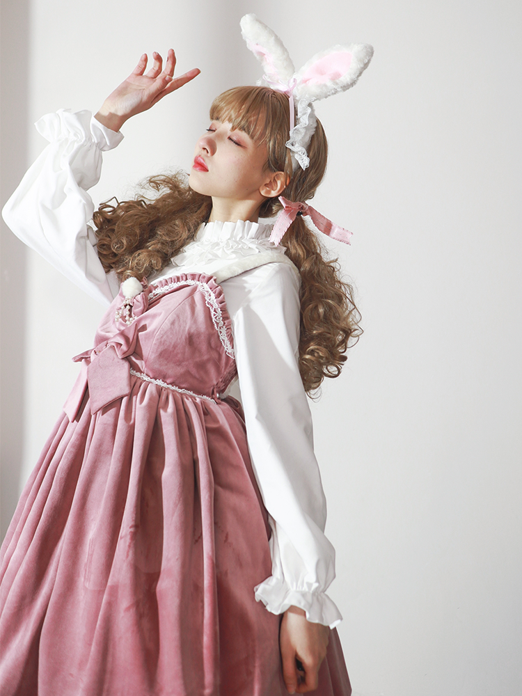 JSK ♥Ready to Ship♥Frosting Pink Sweetheart ♥ Velvet Classic Lolita Dress