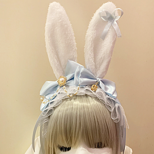 KC Lolita Kawaii Bow Headband Rabbit Ears Handmade