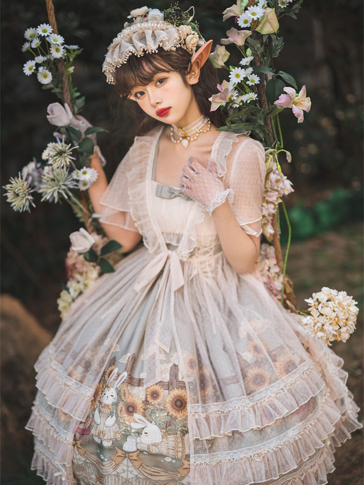 JSK & Lace Overall ♥Ready to Ship♥Sunflower Story♥Sweet Lolita Dress ...