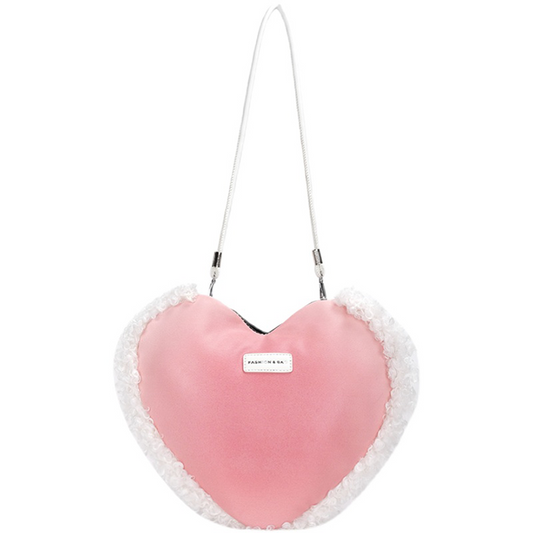 Lolita Pink Heart Shape Crossbody Bag