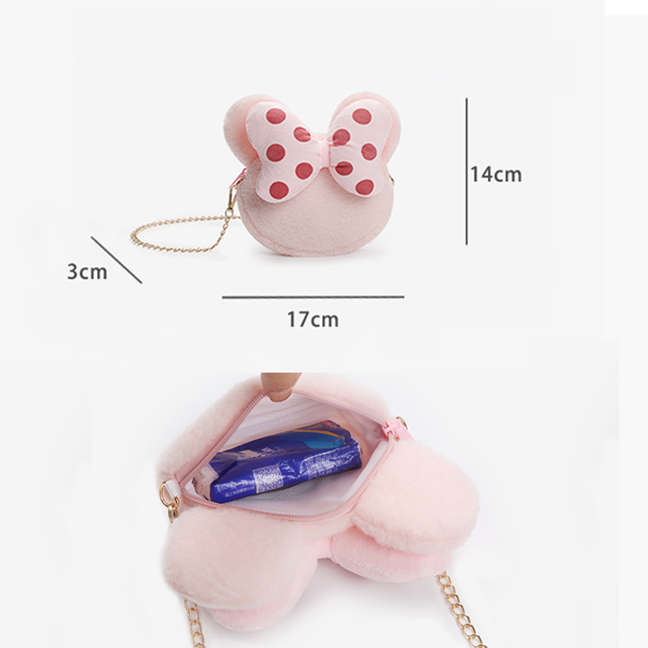 Cute Lolita Minnie Mouse Zipper Crossbody Bag