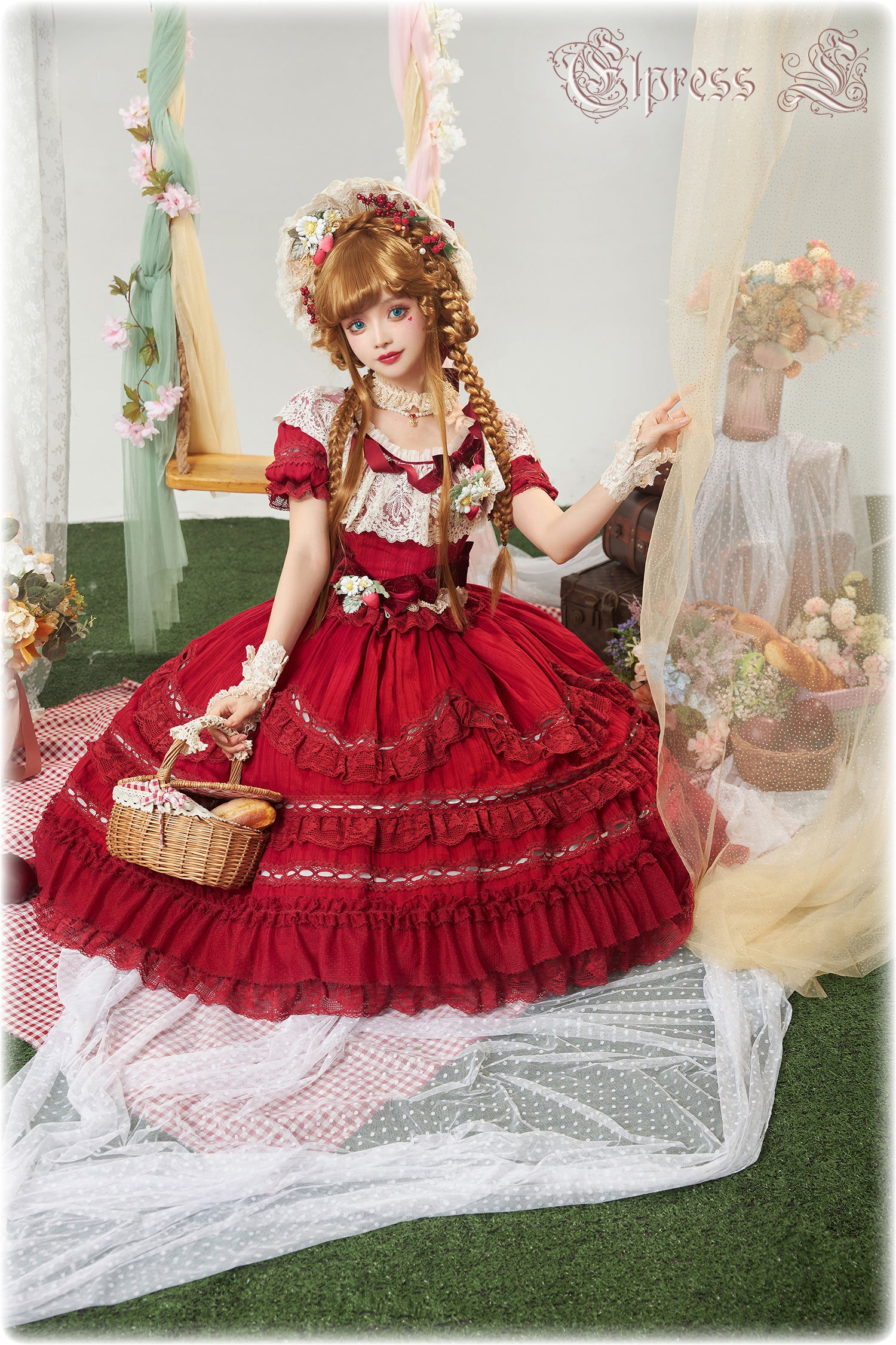 OP Dress Full Set♥Pre-order 3 months♥ Xingxiang Red Color ♥Sweet Lolit – nbsama OP Dress Full Set♥Pre-order 3 months♥ Xingxiang Red Color ♥Sweet Lolit – nbsama