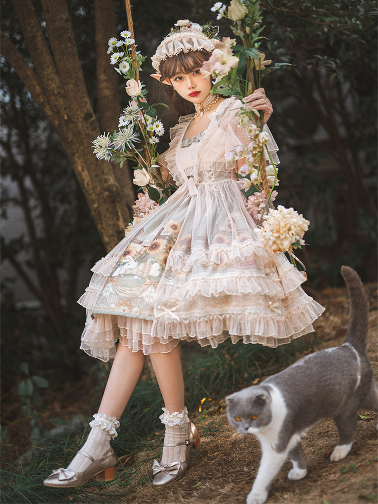 JSK & Lace Overall ♥Ready to Ship♥Sunflower Story♥Sweet Lolita Dress