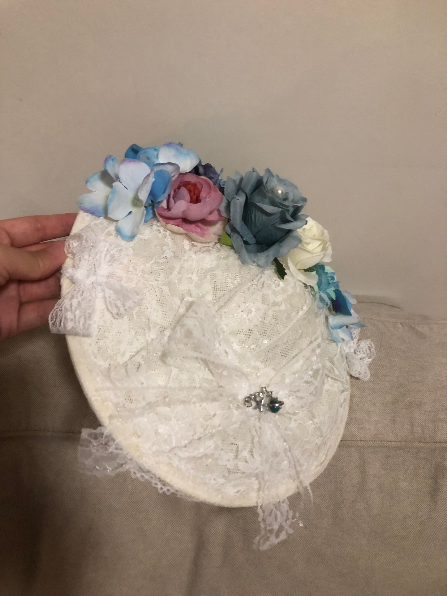 Handmade Floral Blue Lolita Side Hat by nbsamalolita