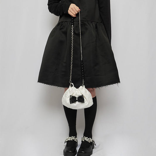 Black And White Bownot Cross-Body Bag