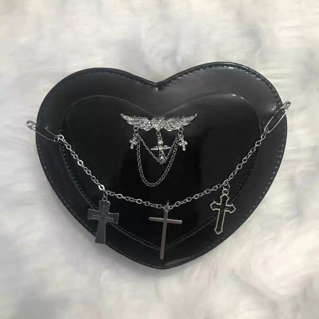 Y2K Gothic Velvet 3-D Heart Shaped Cross-Body Bag