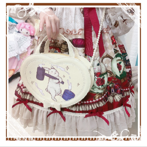 Rabbit Splashing Love Shaped Handbag/Corss-Body Bag