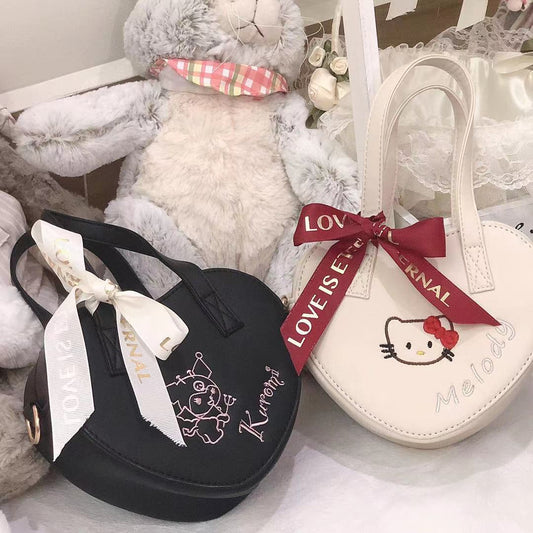 Simple Cartoon Printed Love Shaped Handbag